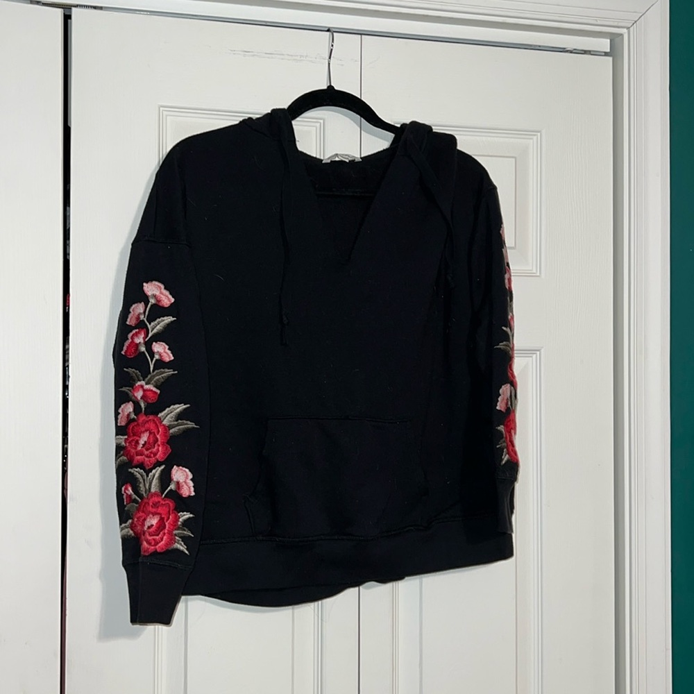 Black embroidered hoodie from American Eagle